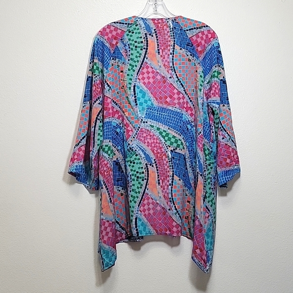 New Soft Surroundings multicolor Marvelous Mosaic topper/cover up women's PL/XL - Picture 6 of 12